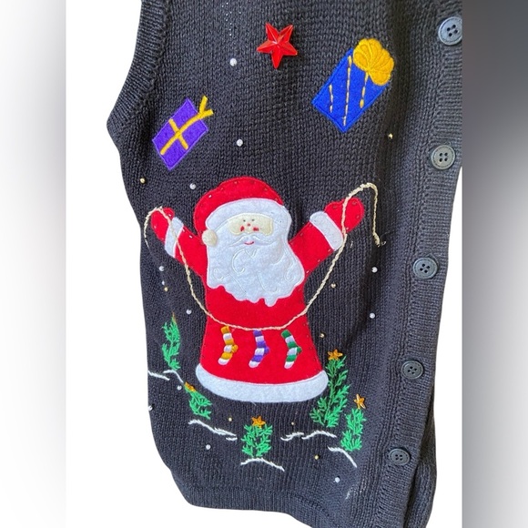 Vintage Bobbie Brooks Festive Christmas Sweater Vest Size 18W/20W Embroidered - Picture 5 of 14